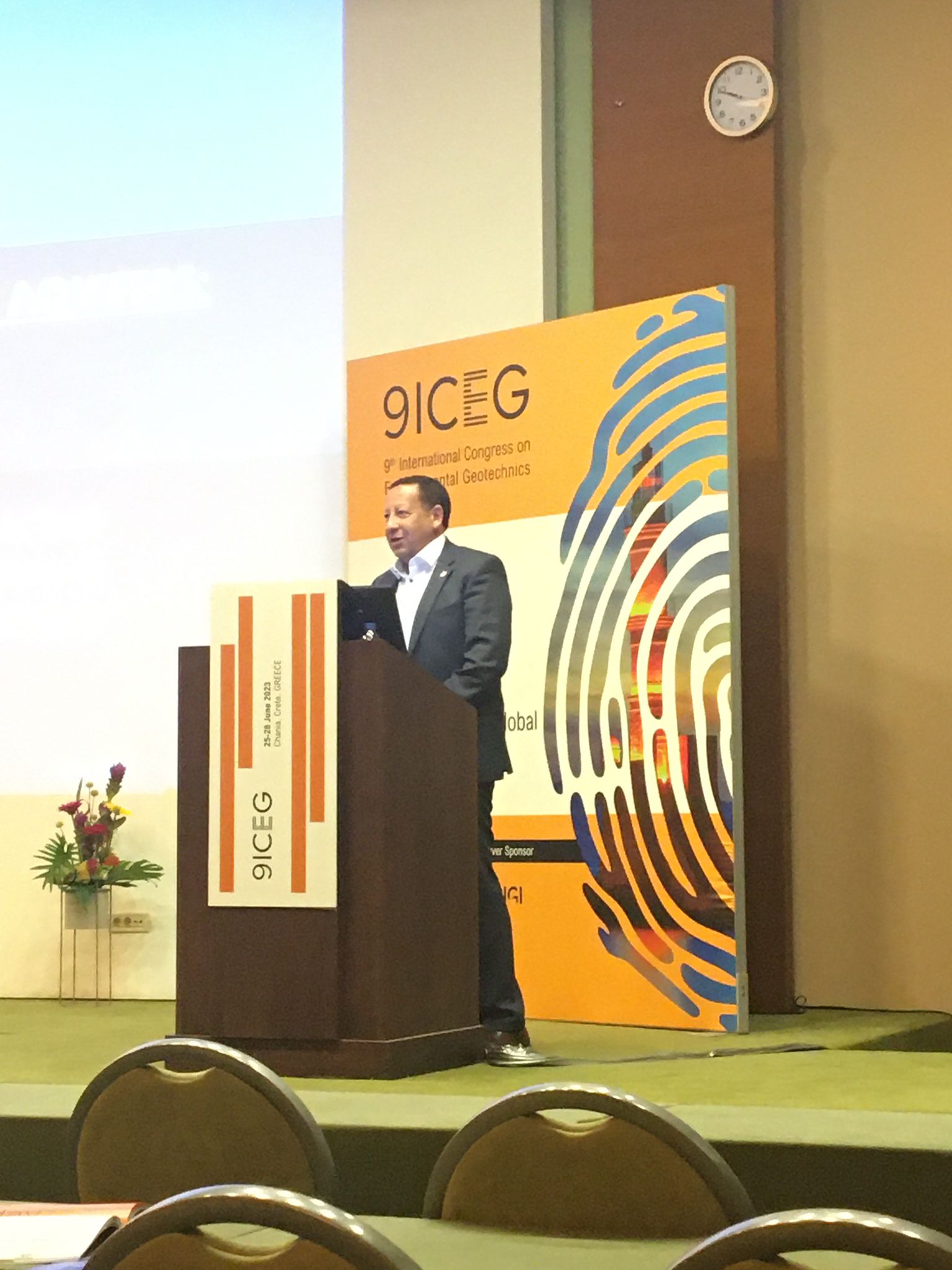 Prof. Lyesse Laloui speaking at 9ICEG 2023